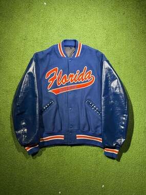 Vintage University of Florida Gators Wool and Leather Varsity Bomber Jacket